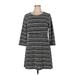 Ann Taylor LOFT Outlet Casual Dress - Sweater Dress: Gray Stripes Dresses - Women's Size 14