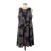 R&K Casual Dress - Shift: Blue Floral Motif Dresses - Women's Size 8