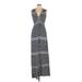 Max Studio Casual Dress - Maxi: Gray Stripes Dresses - Women's Size Large