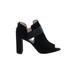 Louise Et Cie Heels: Slip-on Chunky Heel Chic Black Print Shoes - Women's Size 9 - Peep Toe