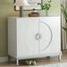 Latitude Run® Storage Cabinet Accent Cabinet w/ Solid Wood Veneer & Metal Leg Frame Wood/Metal in White | 31.9 H x 34 W x 15.5 D in | Wayfair