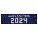 The Holiday Aisle® Happy New Year Banner 2024, Blue Futuristic Digital Design, Hanging Banner Sign w/ Glue Dots | 13 H x 48 W x 0.1 D in | Wayfair