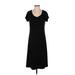 Talbots Casual Dress - A-Line V Neck Short sleeves: Black Solid Dresses - Women's Size Small