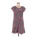 J.Crew Casual Dress - Mini Scoop Neck Short sleeves: Purple Dresses - Women's Size 4