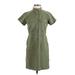 J.Crew Factory Store Casual Dress - Shirtdress Collared Short sleeves: Green Print Dresses - Women's Size 4