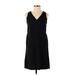 Ann Taylor LOFT Casual Dress - Shift V Neck Sleeveless: Black Print Dresses - Women's Size 0