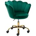 CCBIUOMBO Comfy Home Office Task Chair with Wheels Cute Modern Upholstered Velvet Seashell Back Adjustable Swivel Vanity Desk Chair for Women for for Girls Living Room Bedroom (Ros