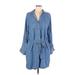 Velvet Heart Casual Dress - Shirtdress: Blue Dresses - Women's Size Medium