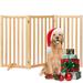 3 Panels 36 Freestanding Pet Gate Solid Wood Folding Safety Fence Wooden Dog Gate Oak