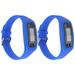 2pcs Men Women Electronic Watch Digital LCD Pedometer Run Step Walking Distance Calorie Counter Watch Bracelet (Blue)