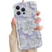 Case for iPhone 13 Pro Max Colorful Retro Oil Painting White Flower Laser Glossy Cute Floral Curly Wave Border Exquisite Phone Cover Stylish Durable TPU Protective Case for Women-Purple#2
