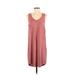 Z Supply Casual Dress - Shift V Neck Sleeveless: Pink Solid Dresses - Women's Size Small