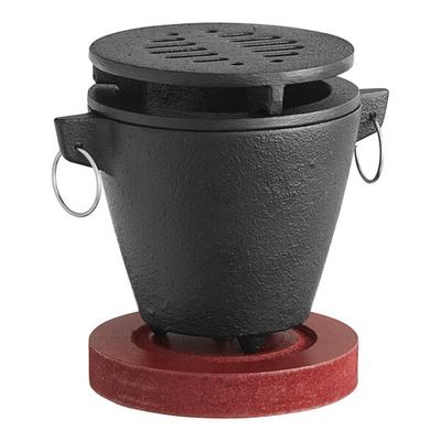 Emperor's Select Hibachi Set with Cast Iron Grill, Wooden Base, and Fuel Holder