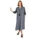 Plus Size Women's Halcion Lino Soleil Shirtdress by June+Vie in Grey Vertical Stripe (Size 26/28)