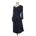 Liz Lange Maternity Casual Dress - A-Line Scoop Neck 3/4 sleeves: Blue Dresses - Women's Size X-Small