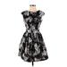 Emerald Sundae Casual Dress - A-Line Crew Neck Short sleeves: Black Floral Dresses - Women's Size Small