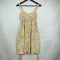 Lilly Pulitzer Dresses | Lilly Pulitzer Sundress Floral Colorful Sleeveless 100% Cotton Midi Dress Xs | Color: Pink/Yellow | Size: Xs