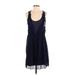 Robbi & Nikki Casual Dress - Mini Scoop Neck Sleeveless: Blue Solid Dresses - Women's Size Small