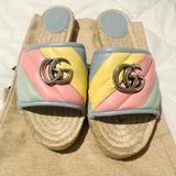 Gucci Shoes | Gucci Pilar Marmont Gg Espadrille Sandals Size 8 (100% Authentic) | Color: Cream/Yellow | Size: 8