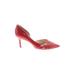 Nine West Heels: D'Orsay Stiletto Cocktail Party Red Solid Shoes - Women's Size 8 1/2 - Pointed Toe