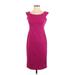 Eliza J Casual Dress - Sheath Scoop Neck Sleeveless: Burgundy Print Dresses - Women's Size 4