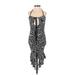 Fashion Nova Casual Dress - Bodycon Scoop Neck Sleeveless: Gray Zebra Print Dresses - Women's Size X-Small