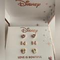 Disney Jewelry | Disney Fine Silver Plated 3prs Stud Hearts, Minnie +Heart Rhinestones *Bnib | Color: Gold/Pink | Size: Os