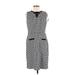 Talbots Casual Dress - Sheath: Gray Grid Dresses - Women's Size 8