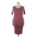 Lularoe Casual Dress - Midi Scoop Neck Short sleeves: Burgundy Print Dresses - Women's Size 2X