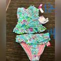 Lilly Pulitzer Swim | Lagoon Sarong Hipster Bikini Bottom/Ruffle Tankini "Sway This Way" Size 14/12 | Color: Blue/Pink | Size: Various