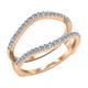 ALLORYA 0.26 Carat Round Lab Grown White Diamond Engagement Enhancer Guard Ring for Women in 14K Rose Gold Size 9
