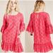 Anthropologie Dresses | Anthropologie Anthro Dani Lace Tunic Dress Pink Eyelet Ruffle Cotton Mini Us 8 | Color: Pink | Size: 8