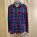 J. Crew Tops | J. Crew - Woman’s Flannel Checkered Button-Down Shirt W/Pockets Front, Size: 12 | Color: Blue/Purple | Size: 12