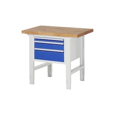 PROREGAL Werkbank Serie 7000 - Modell 7126 | HxBxT 79-114x100x70cm | 3x Schublade | Schubladenmaße 1x60 + 1x120 + 1x180mm Image