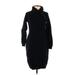 Lauren by Ralph Lauren Casual Dress - Sweater Dress High Neck 3/4 sleeves: Black Print Dresses - Women's Size Small