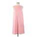 Ann Taylor LOFT Casual Dress - Mini Crew Neck Sleeveless: Pink Print Dresses - Women's Size 4