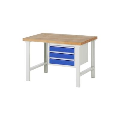 PROREGAL Werkbank Serie 7000 - Modell 7127 | HxBxT 84x125x90cm | 3x Schublade | Schubladenmaße 3x120mm | Lichtgrau | Arbeitstisch Werktisch Image