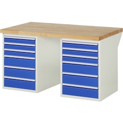 PROREGAL Werkbank Serie 7000 - Modell 7515 | HxBxT 89x150x90cm | 12x Schublade | Schubladenmaße 6x90 + 6x150mm | Lichtgrau | Arbeitstisch Werktisch Image