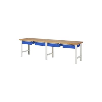 PROREGAL Werkbank Serie 7000 - Modell 7002 | HxBxT 84x300x70cm | 4x Schublade | Schubladenmaße 4x150mm | Lichtgrau | Arbeitstisch Werktisch Image