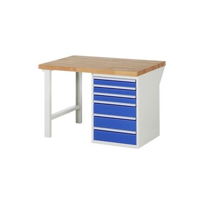 PROREGAL Werkbank Serie 7000 - Modell 7515 | HxBxT 89x125x90cm | 6x Schublade | Schubladenmaße 3x90 + 3x150mm | Lichtgrau | Arbeitstisch Werktisch Image