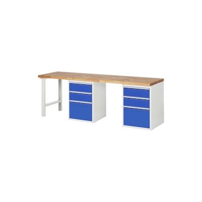PROREGAL Werkbank Serie 7000 - Modell 7507 | HxBxT 84x250x70cm | 6x Schublade | Schubladenmaße 4x180 + 2x360mm | Lichtgrau | Arbeitstisch Werktisch Image