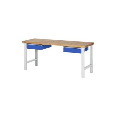PROREGAL Werkbank Serie 7000 - Modell 7002 | HxBxT 84x200x70cm | 2x Schublade | Schubladenmaße 2x150mm | Lichtgrau | Arbeitstisch Werktisch Image