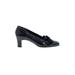 Heels: Slip-on Chunky Heel Work Black Solid Shoes - Women's Size 8 - Almond Toe