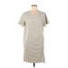 Buffalo by David Bitton Casual Dress - Shift Crew Neck Short sleeves: Gray Print Dresses - Women's Size Medium