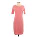 Lularoe Casual Dress - Sheath Scoop Neck Short sleeves: Pink Print Dresses - Women's Size Large