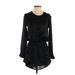 Sincerely Jules Casual Dress - Shirtdress Crew Neck Long sleeves: Black Solid Dresses - Women's Size Small