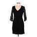 Karl Lagerfeld Paris Casual Dress - Sheath V-Neck 3/4 sleeves: Black Print Dresses - Women's Size 6