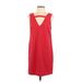 Abercrombie & Fitch Casual Dress - Shift Plunge Sleeveless: Red Print Dresses - Women's Size Small