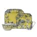 222 Fifth Adelaide Porcelain Dinnerware Set 16 Pc Square in Yellow | Wayfair 1000YL802A1B58