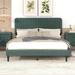 Ebern Designs Yohanny Platform Bed Upholstered/Velvet, Wood in Green | 42.7 H x 63 W x 84.3 D in | Wayfair 921E93E454EB43D3B33B2C202A66B57B